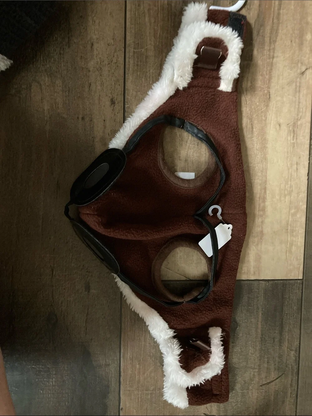 M/L Brown Fleece Dog Aviator Hat with Goggles